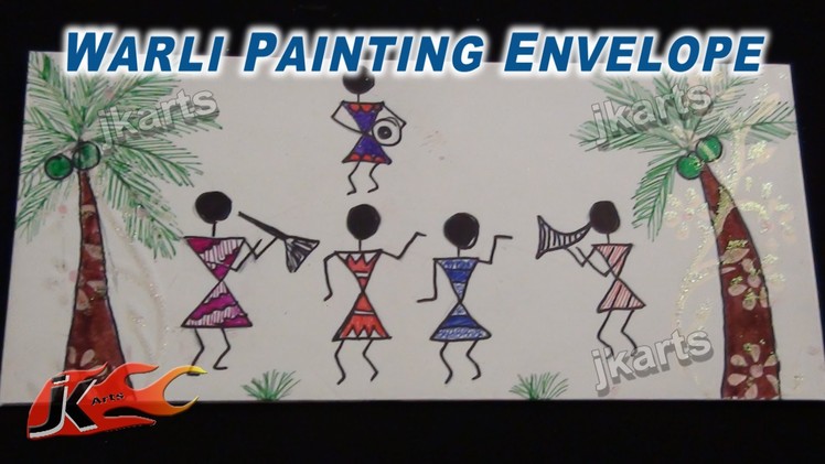 Warli Painting (Tribal Art. Warli Art ) on Envelope  - JK Arts 225