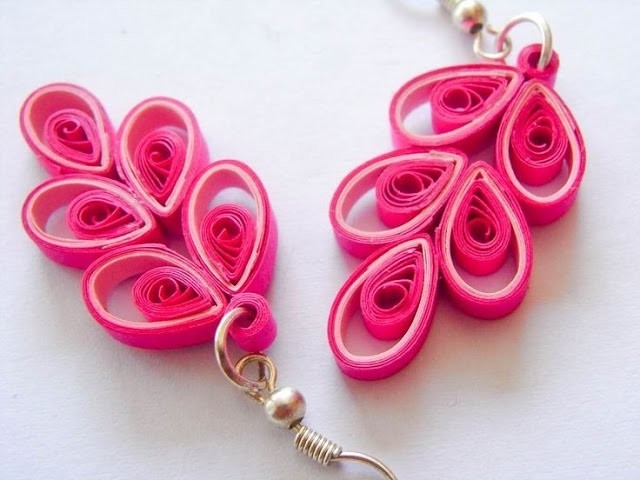 Craft Can Heal How to make Beautiful Pink flower Earnings design Quilling ||  quilling papers
