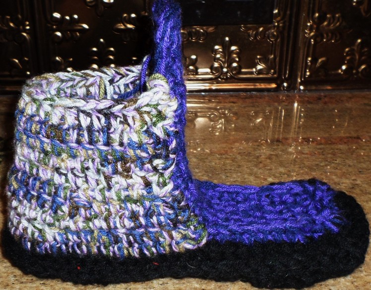 Crochet Slipper Boots -Step 3- w. back & forth sole