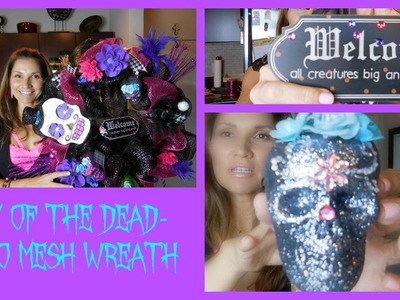 DIY-Day of the Dead-Deco Mesh Wreath♡