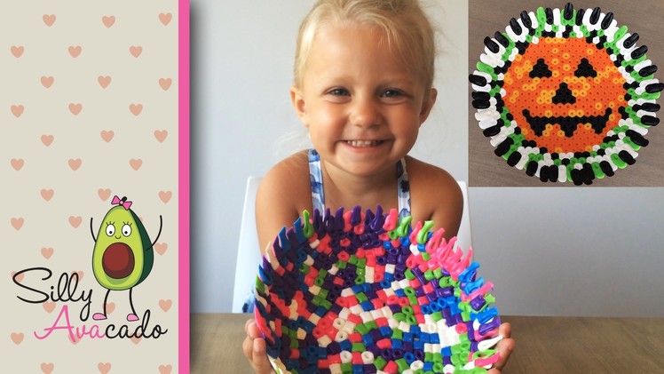 DIY Melted Perler Beads Bowl - Make an Easy Jack-O-Lantern Halloween Candy Bowl w. Biggie Beads!