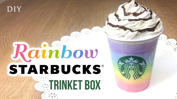 DIY Starbucks Room Decor - RAINBOW Frappuccino Trinket Box!