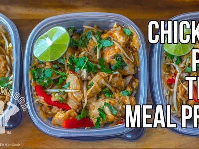 Healthy Chicken Pad Thai Meal Prep. Pad Thai con Pollo