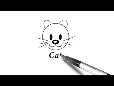 How to draw a cat's face for kids {Easy} - Fun drawing.