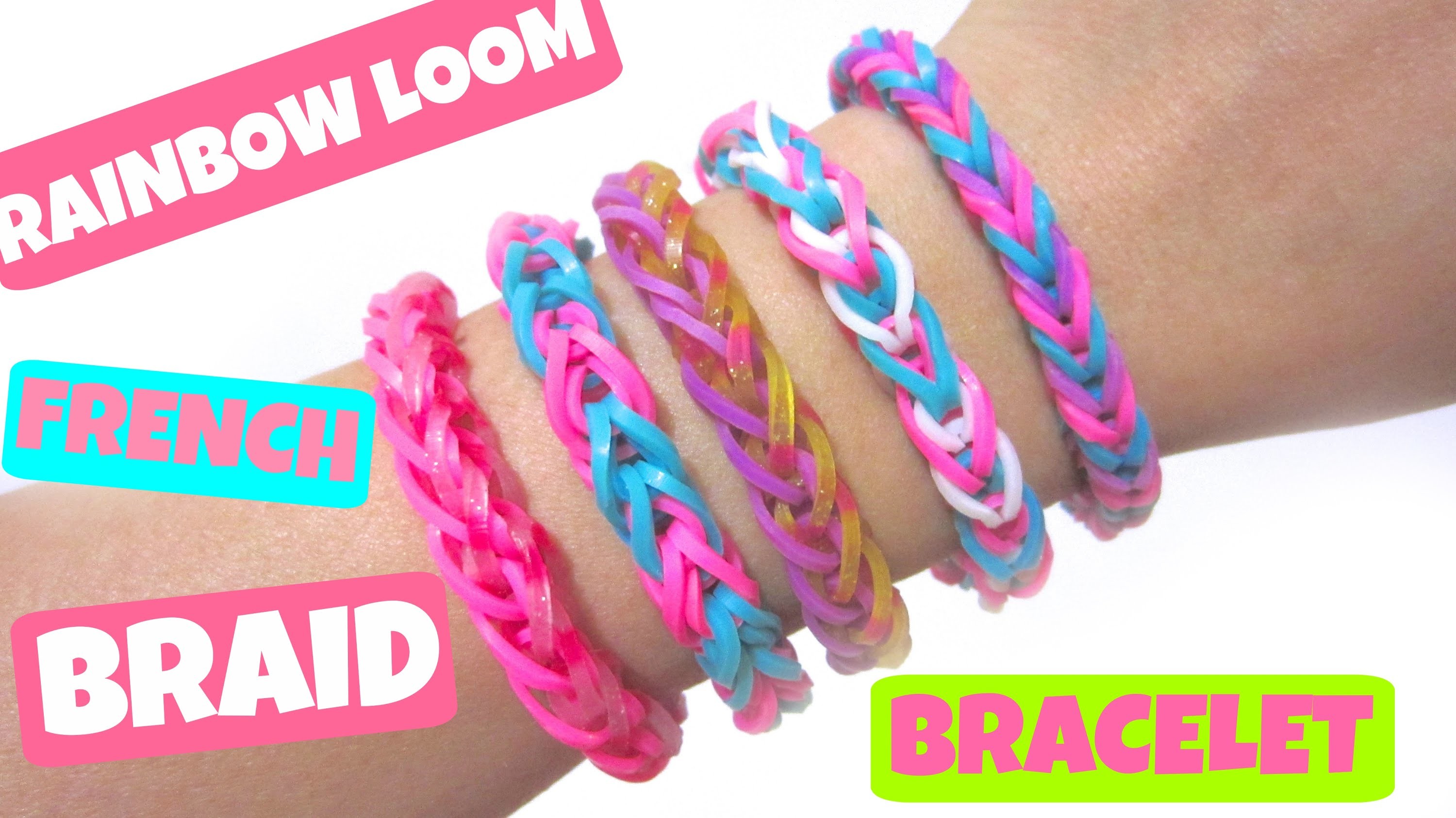 Rainbow Loom Bracelet French Braid without Loom. using 2 Pencils