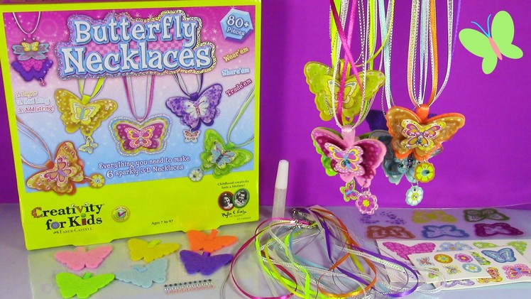 DIY 3D Butterfly Necklaces! Make Your Own Sparkly Neclaces with Glitter Gems & MORE! FUN
