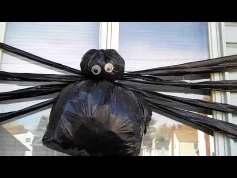 DIY Halloween Decor  "Trash Bag Spider!!"