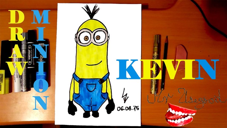 How to draw a MINION Kevin Easy from DESPICABLE ME 2,draw easy stuff but cool on paper,SPEED ART
