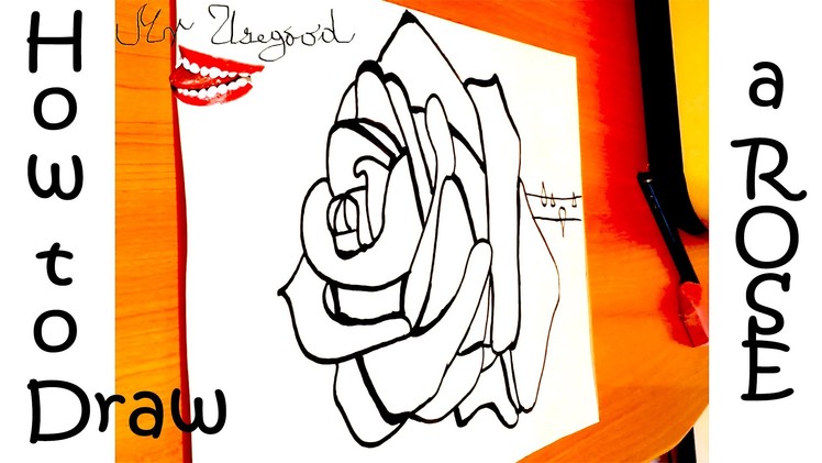 How to draw a ROSE Easy for kids with Pencil - Open rose for Valentine, SPEED ART