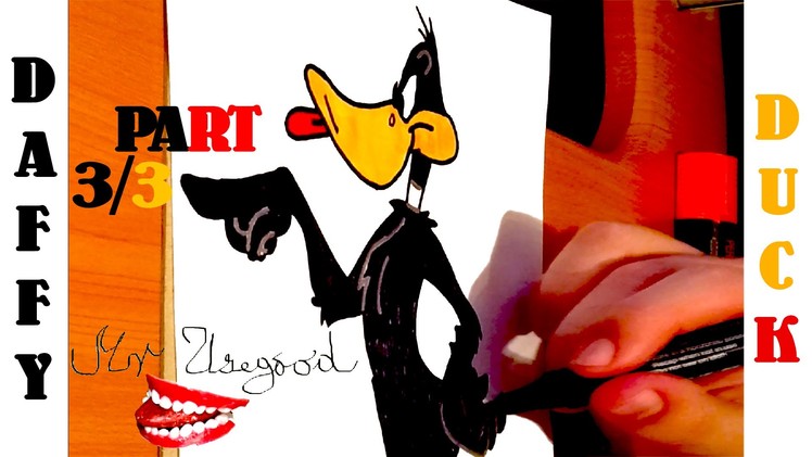 How to draw Daffy Duck Step by Step Easy from Looney Tunes, draw easy stuff but cool | PART 3.3