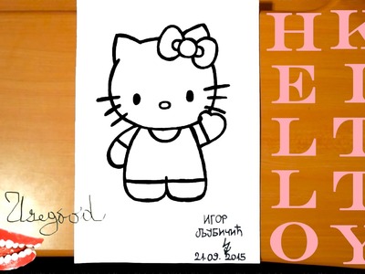 How to draw HELLO KITTY Easy Full Body Cute Art for kids, draw easy stuff but cool, SPEED ART