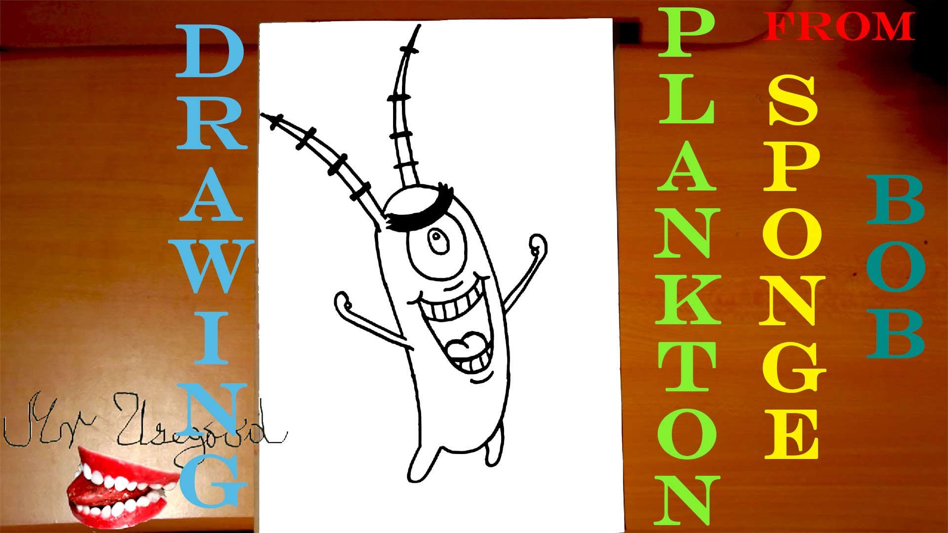 How to draw PLANKTON from Spongebob Squarepants Step by Step EASY, draw