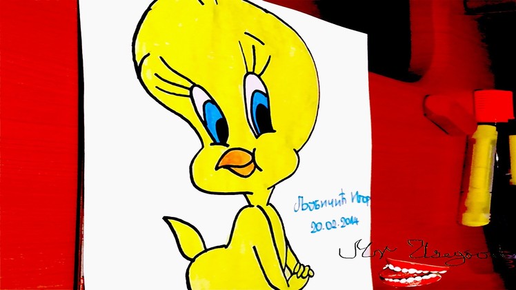 How to draw Tweety Bird Easy for kids from Looney Tunes cartoons, draw easy stuff | SPEED ART