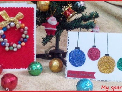 DIY Christmas Cards. (Ornaments and Wearth) easy Holiday 12