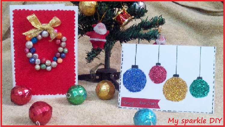 DIY Christmas Cards. (Ornaments and Wearth) easy Holiday 12