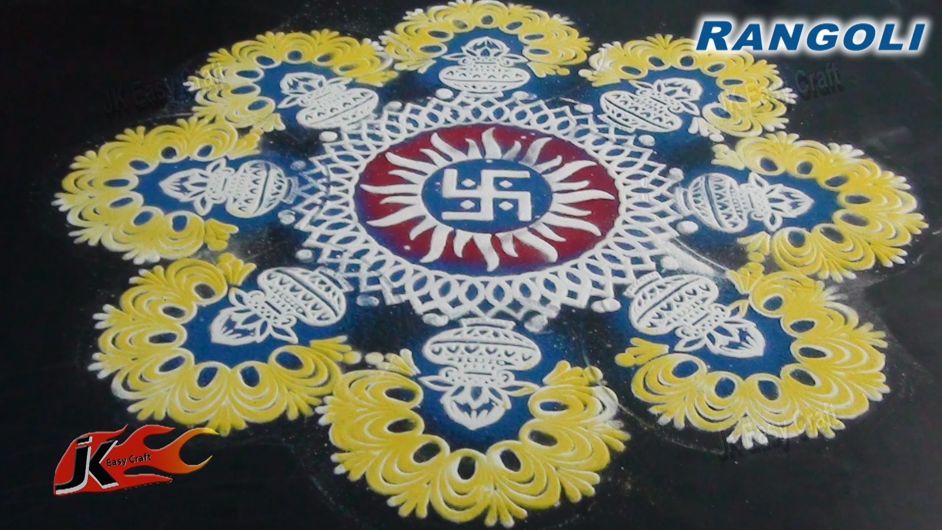 DIY Easy Rangoli With Stencil | How To make | JK Easy Craft 068