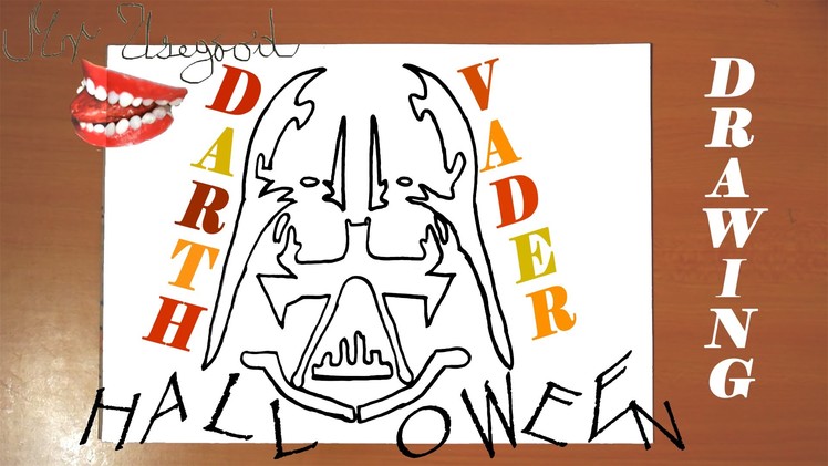 How to draw Halloween stuff easy: draw DARTH VADER Pumpkin Carving Easy, Stencil, SPEED ART