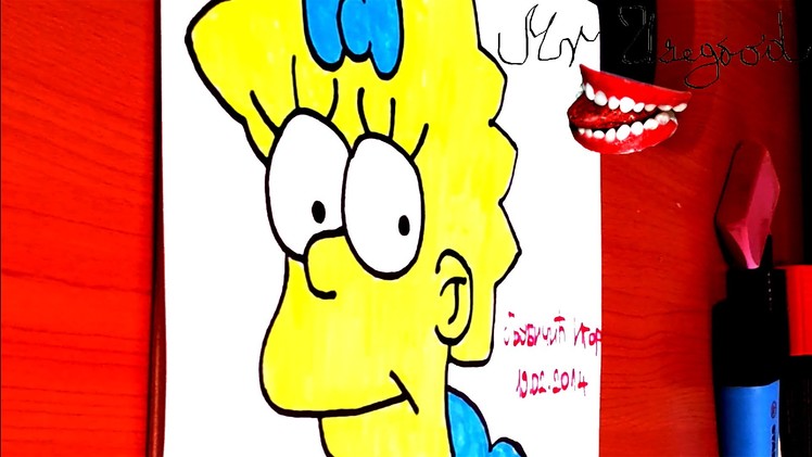 How to draw MAGGIE SIMPSON Face Step by Step Easy, draw easy stuff but cool on paper