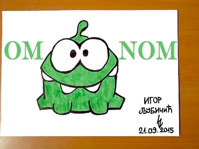 How to draw OM NOM from Cut the Rope Easy, draw easy stuff but cool | SPEED ART