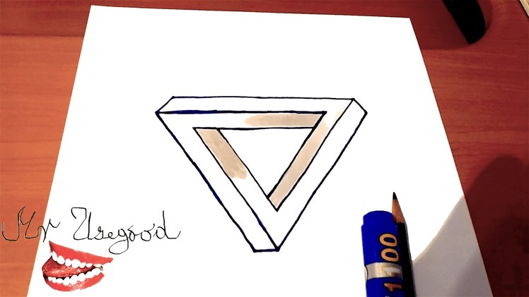 How to draw The IMPOSSIBLE TRIANGLE Easy-Optical Illusion 3D | draw easy stuff but cool | SPEEDY