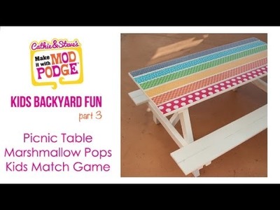 Kids Backyard DIY Fun: Picnic Table, Marshmallow Pops & Matching Game