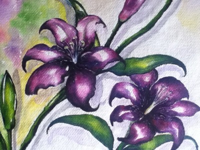Watercolor painting on  handmade paper