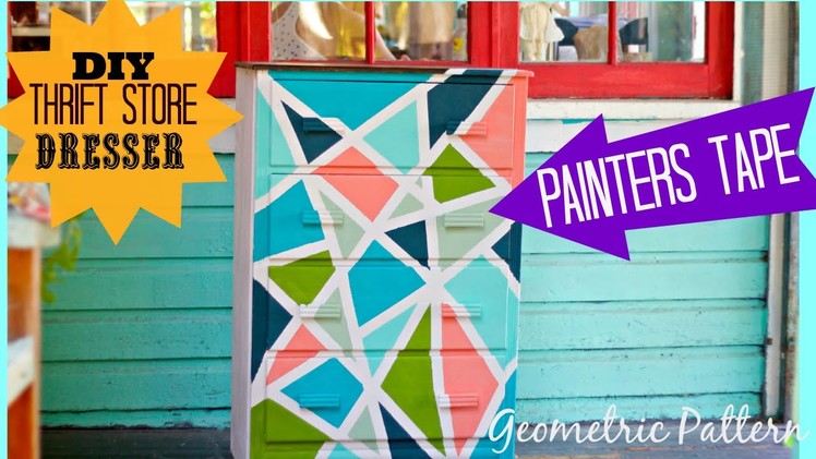 DIY geometric pattern with painters tape and chalk type paint