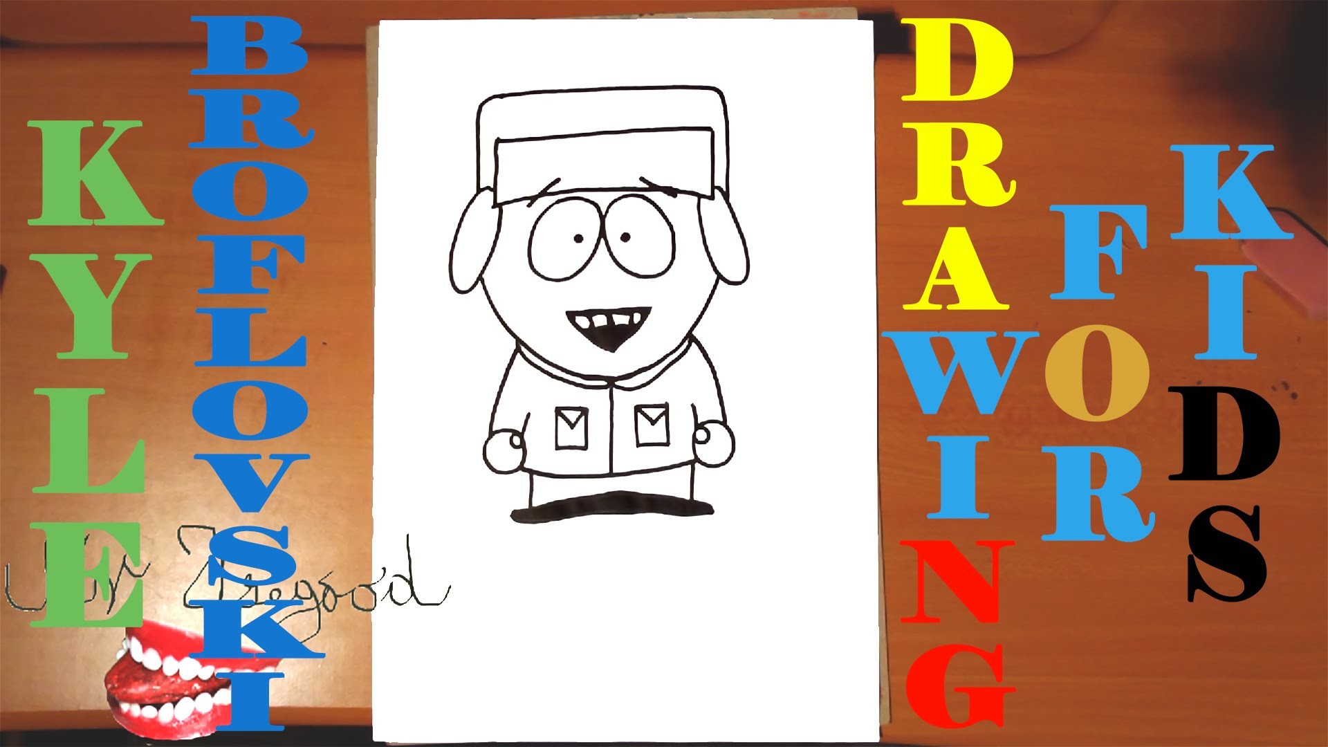 How to draw KYLE BROFLOVSKI from SOUTH PARK characters Step by Step