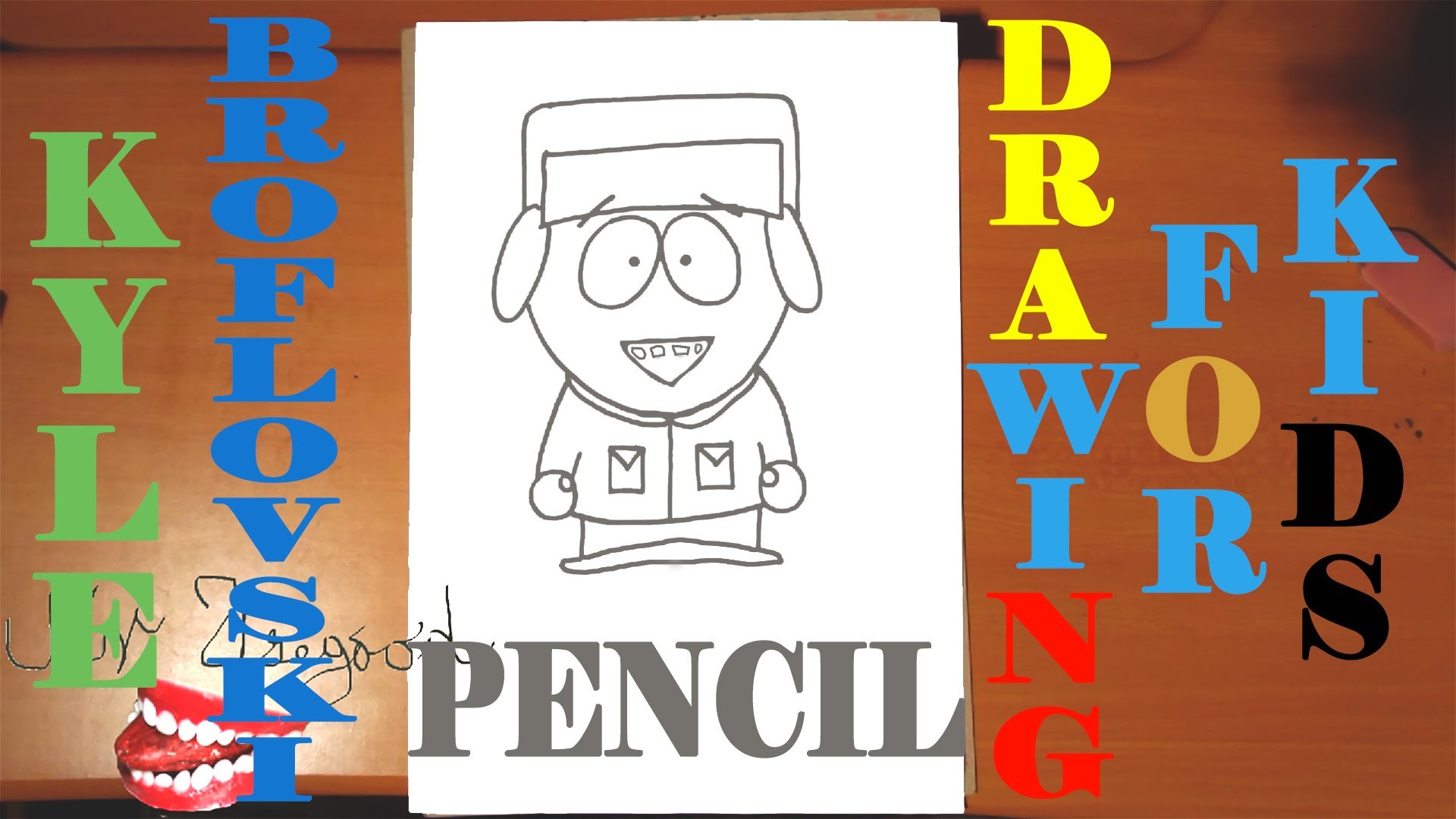 How to draw KYLE BROFLOVSKI from SOUTH PARK characters Step by Step