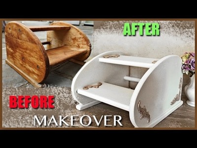 Step Stool Makeover - DIY - Thrift Boutique - Junk to Chic - Upsycle