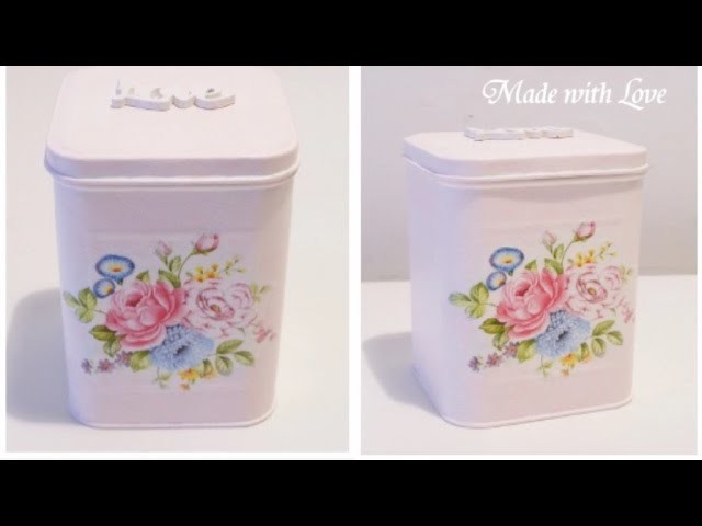 DIY Decoupage scatola Shabby Chic. Tin box ( easy )