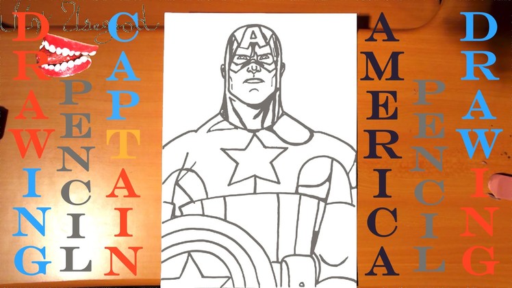 How to draw CAPTAIN AMERICA Easy from AVENGERS Marvel, draw easy stuff with PENCIL, SPEED ART