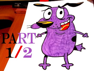 How to draw COURAGE The Cowardly Dog Step by Step EASY, draw easy stuff but cool | 1.2