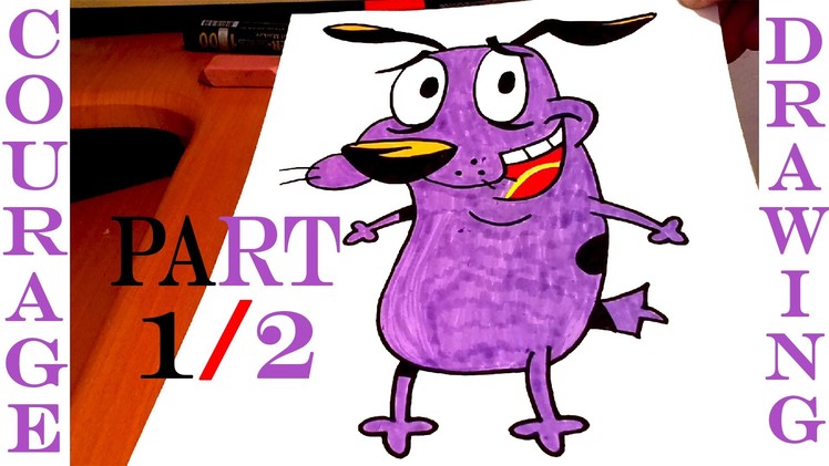 How to draw COURAGE The Cowardly Dog Step by Step EASY, draw easy stuff but cool | 1.2