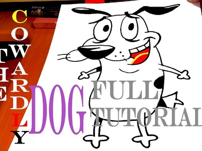 How to draw COURAGE The Cowardly Dog Step by Step EASY, draw easy stuff but cool, FULL