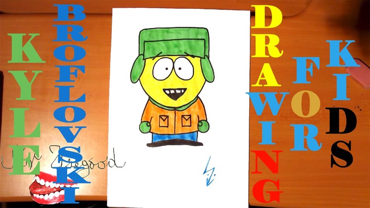 How to draw KYLE BROFLOVSKI from SOUTH PARK characters Easy, draw easy stuff | SPEED ART