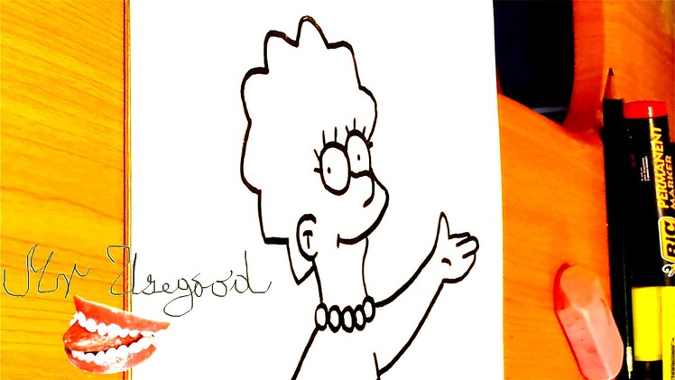 How to draw LISA SIMPSON STEP BY STEP Easy on paper | Full Body, draw easy stuff but cool