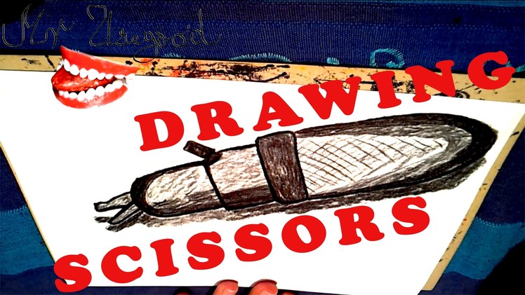 How to draw SCISSORS Easy 3D with Charcoal for kids, draw easy stuff but cool 3D | SPEED ART