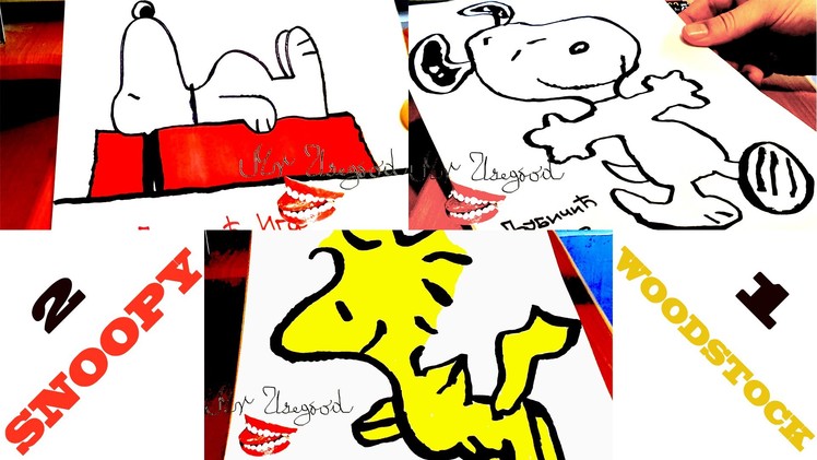 How to draw SNOOPY and WOODSTOCK Step by Step EASY | draw easy stuff but cool on paper