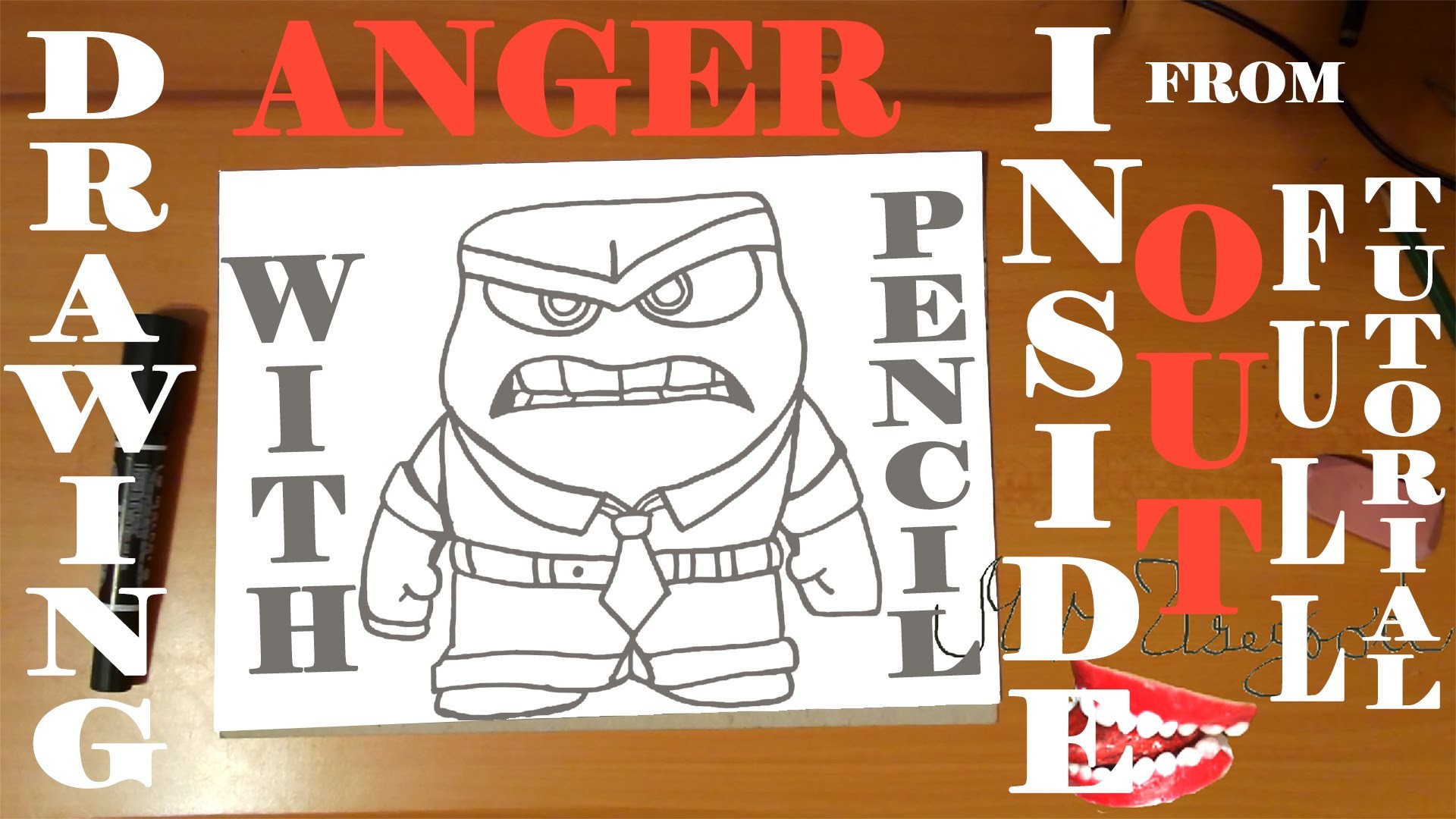 How To Draw Anger From Inside Out Step By Step Easy Disney Characters Pencil Full