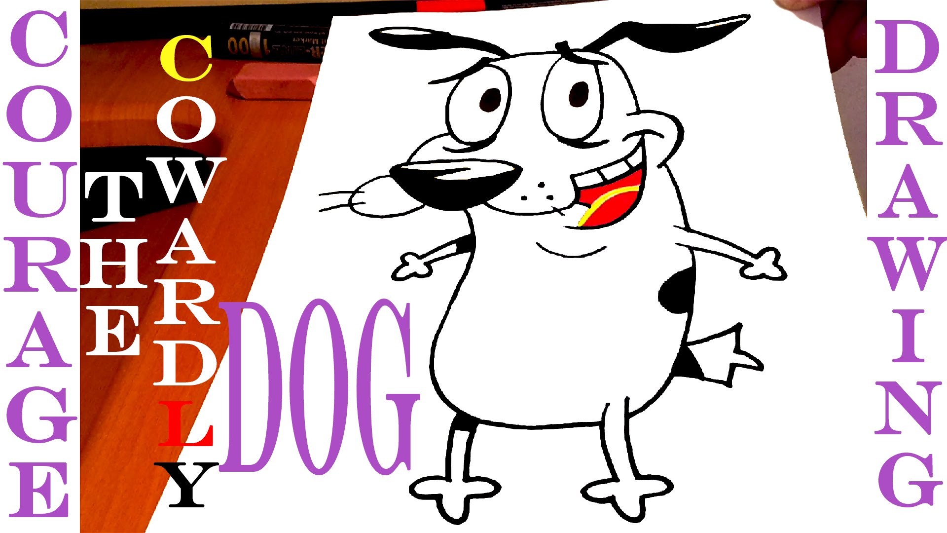 How to draw COURAGE The Cowardly Dog EASY, Pencil, draw easy stuff but