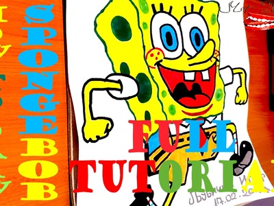 How to draw Spongebob Squarepants Step by Step Easy, draw easy stuff but cool on paper, FULL
