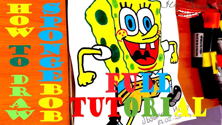 How to draw Spongebob Squarepants Step by Step Easy, draw easy stuff but cool on paper, FULL