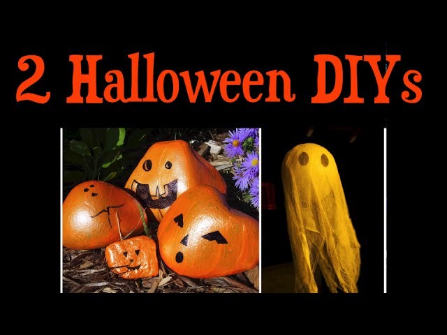 Boo It Yourself Collab: 2 Easy DIY Halloween Decor Ideas (Rock Pumpkins & Cheesecloth Ghost)