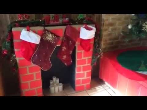 DIY Cardboard Fireplace, Christmas 2014