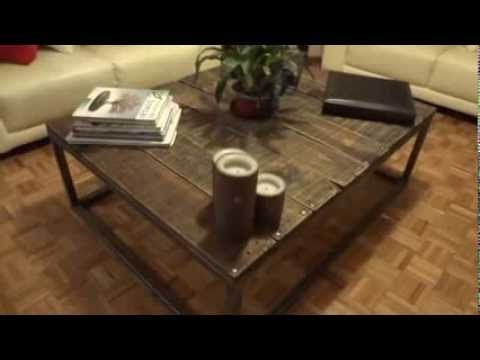 DIY COFFEE TABLE with RECYCLED PALLETS AND SCRAP METAL
