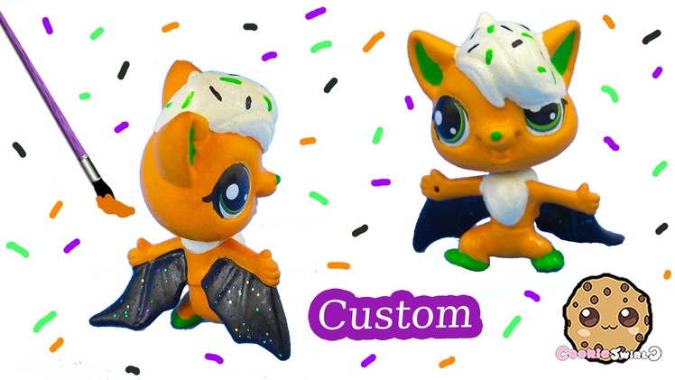 DIY Littlest Pet Shop Custom Cupcake Halloween Inspired LPS Bat Painted Craft Toy Cookieswirlc
