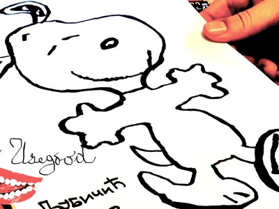 How to draw SNOOPY EASY dancing Dog for kids | draw easy stuff.things but cool | SPEED ART