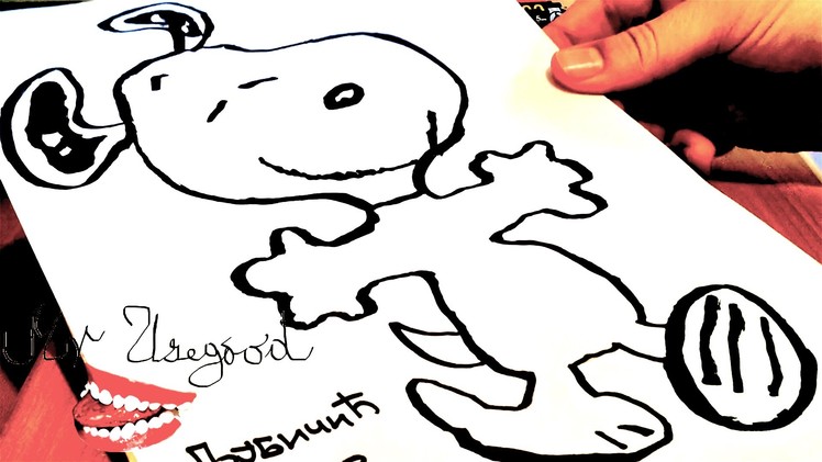 How to draw SNOOPY EASY dancing Dog for kids | draw easy stuff.things but cool | SPEED ART