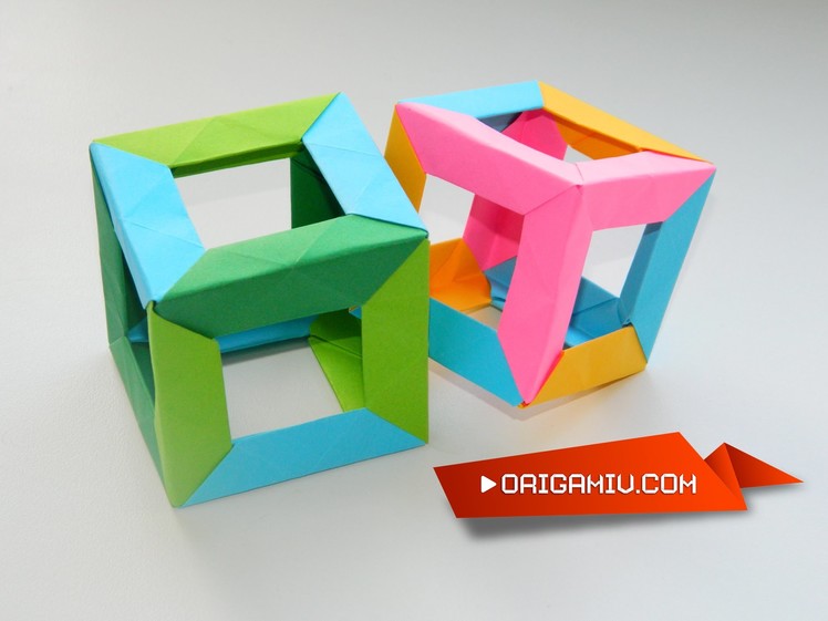 Origami Cube colored paper Tutorial